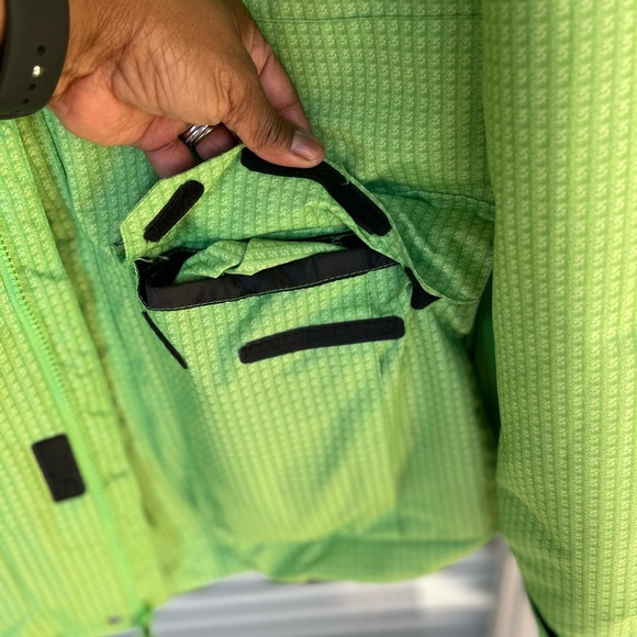 Iceberg men’s medium lime green snow winter jacket with detachable hood used y2k - Picture 9 of 14